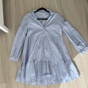 Zara Sky Blue Poplin Shirt Dress